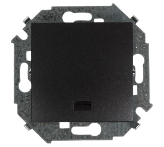 Изображение товара Одноклавишный кнопочный выключатель Simon с подсветкой, 16А 250В, винтовой зажим, графит 1591160-038