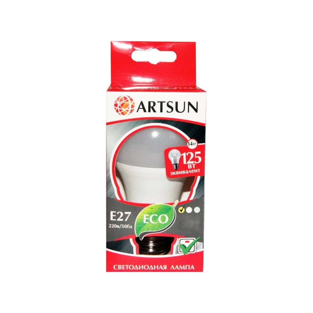 Изображение товара Светодиодная лампа ARTSUN LED A60 14W E27 3000K теплый белый