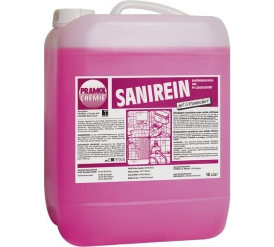 Изображение товара Очиститель кислотный ванных и туалетных комнат Pramol SANIREIN 10 л 12502.08310