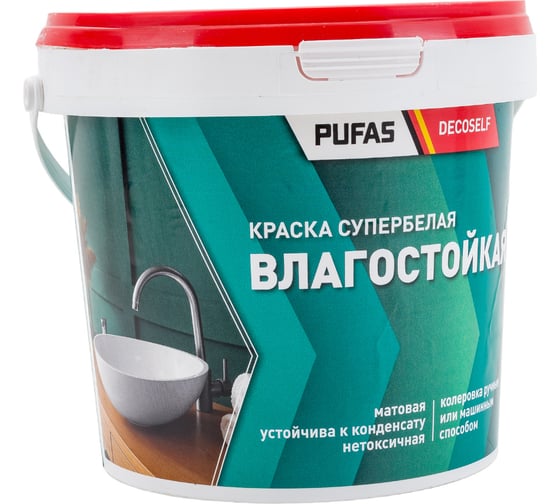 Изображение товара Влагостойкая краска Pufas белая Decoself мороз. 0,89л1,4кг КВ тов-192625