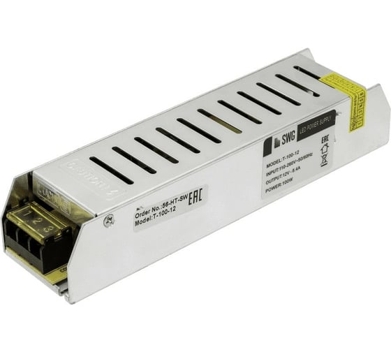 Изображение товара Компактный узкий блок питания SWG 100W, 12V, T-100-12 00000000273