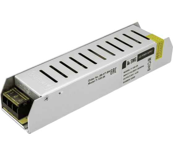 Изображение товара Компактный узкий блок питания SWG, 100 W, 24V, T-100-24 00-00000300