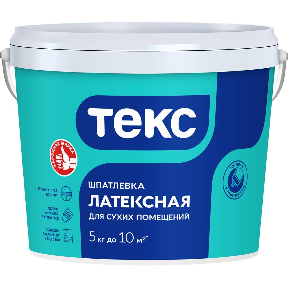 Изображение товара Латексная шпаклевка ТЕКС ПРОФИ 5 кг для стен и потолков внутренняя отделка