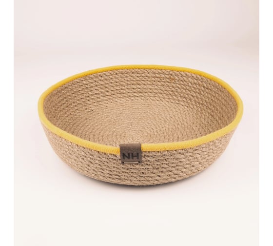 Изображение товара Поднос с желтым кантом Nevidana's Home 24х6 см, джут NHJUTE24X6Y