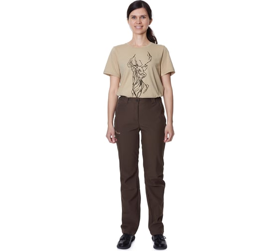 Изображение товара Женские брюки PRIDE Багира софтшелл, коричневый, размер 52-54, рост 170-176 4610097071959