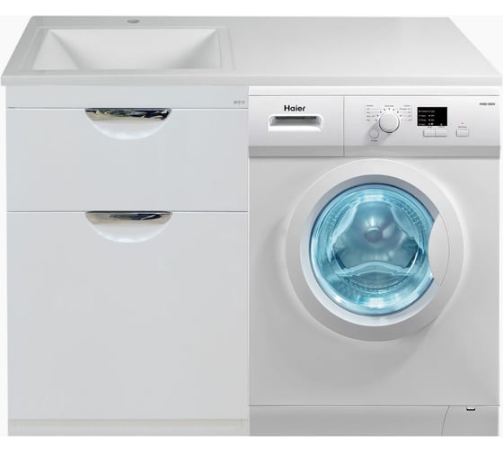 Изображение товара Тумба под стиральную машину Misty Куба - 60 один ящик белая эмаль + Б/К П-Куб-01060-0121ЯБК