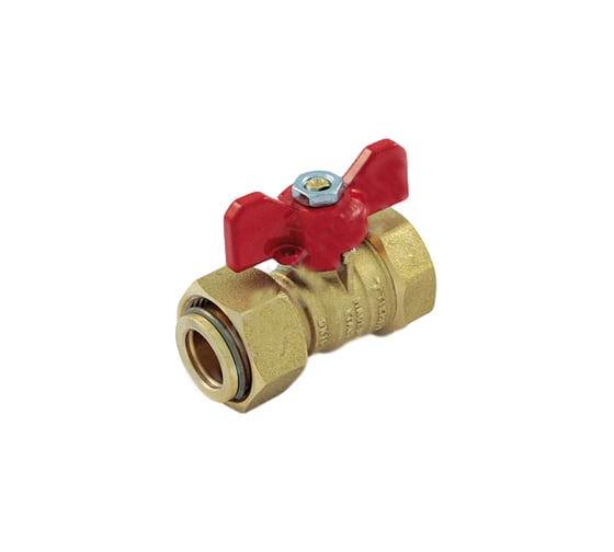 Изображение товара Шаровой кран для счетчиков Tiemme с накидной гайкой, ВВ, 3/4", красная бабочка 2260001