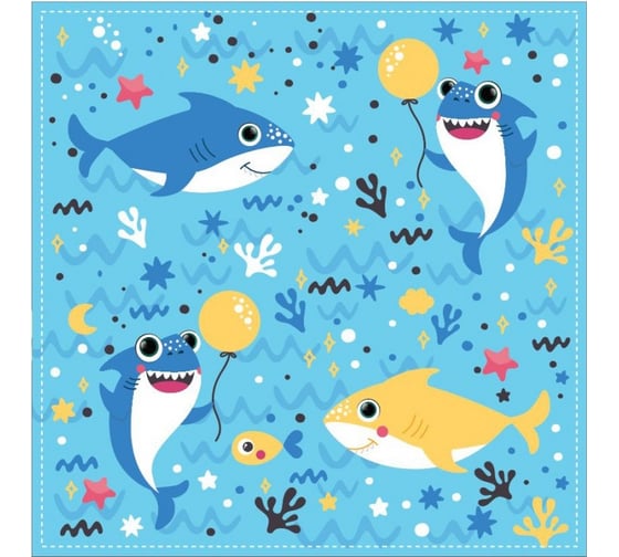 Изображение товара Салфетки бумажные ND Play трехслойные Акулята 33x33 см 20 шт 303025