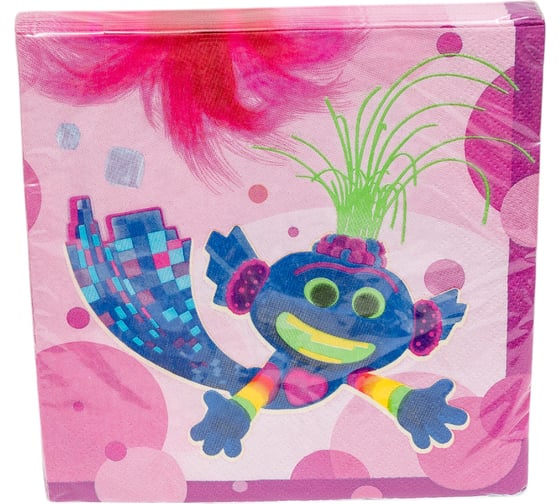 Изображение товара Салфетки бумажные ND Play Trolls трехслойные 3 33x33 см 20 шт 290259