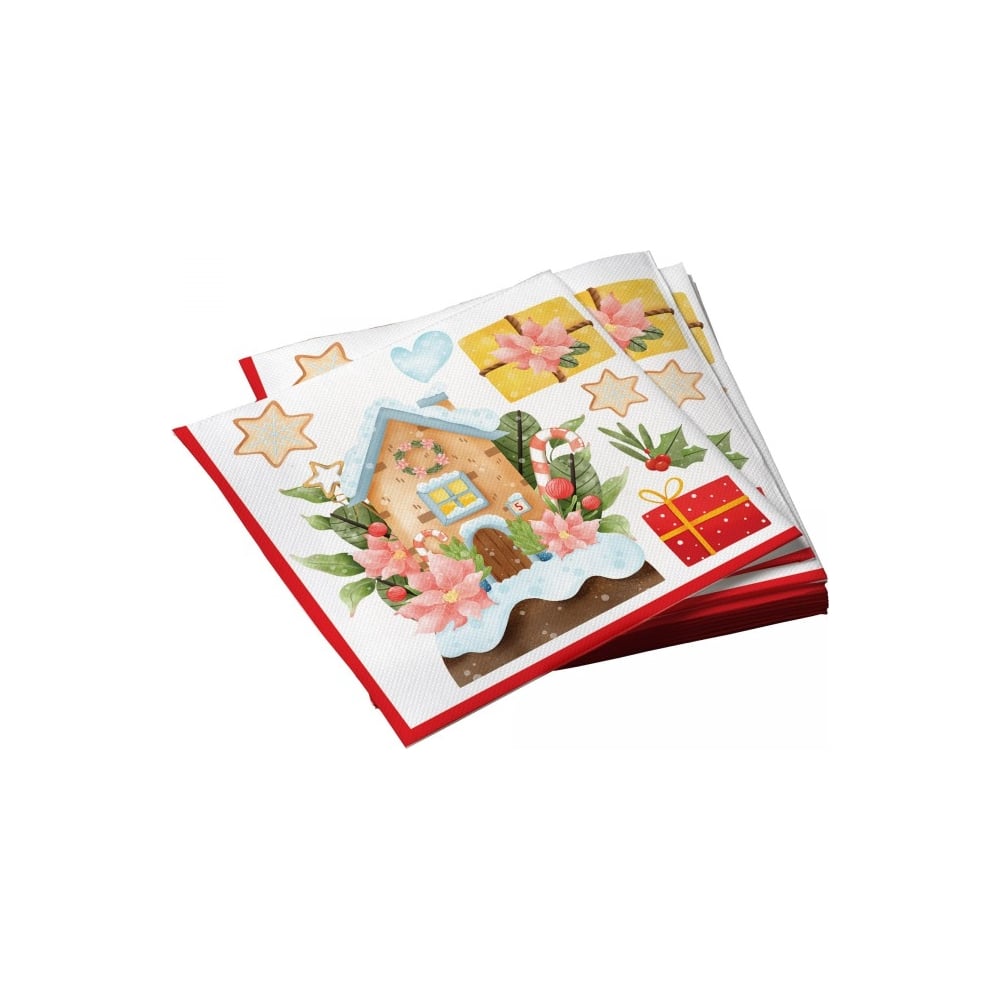 Изображение товара Бумажные салфетки ND Play трехслойные пряничный домик 33x33 см 20 шт