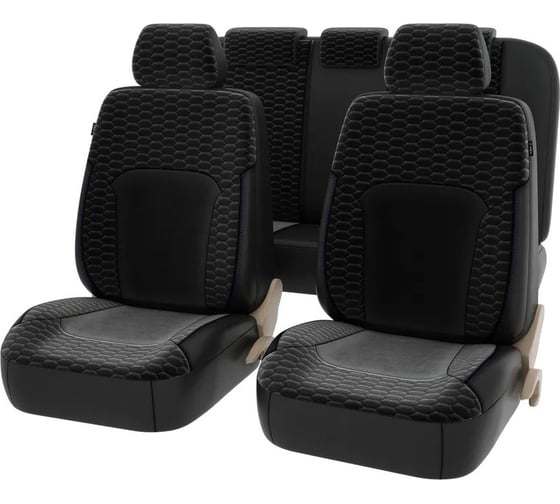 Изображение товара Чехлы PSV Hornet Next Черный отстрочка синяя велюр терморомб Сота экокожа 137124