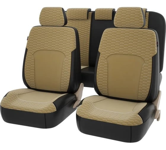 Изображение товара Чехлы PSV Hornet Next Черный Бежевый велюр терморомб Сота экокожа 137130