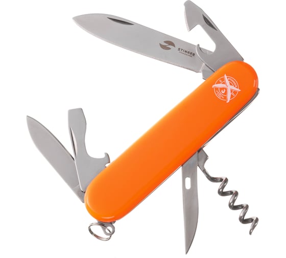 Изображение товара Нож перочинный Stinger 90 мм, 11 функций, материал рукояти: АБС-пластик, оранжевый, в блистере FK-K5005NH-11FB