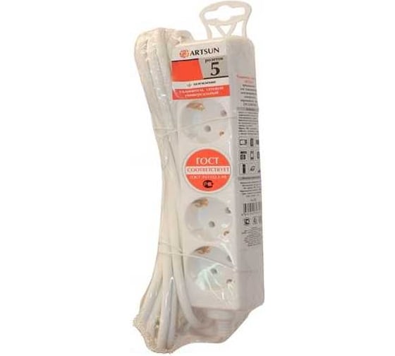 Изображение товара Удлинитель сетевой ARTSUN пвс 2x0,75 мм2 мах 2500 Вт 10-1,55