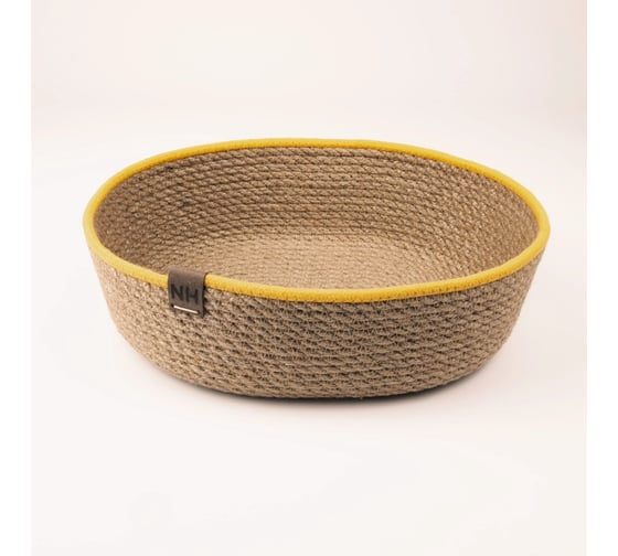 Изображение товара Корзина Nevidana's Home овальная большая из джута Д27 х Ш20 х В8 см  с желтым кантом NHJUTE27X20X8Y