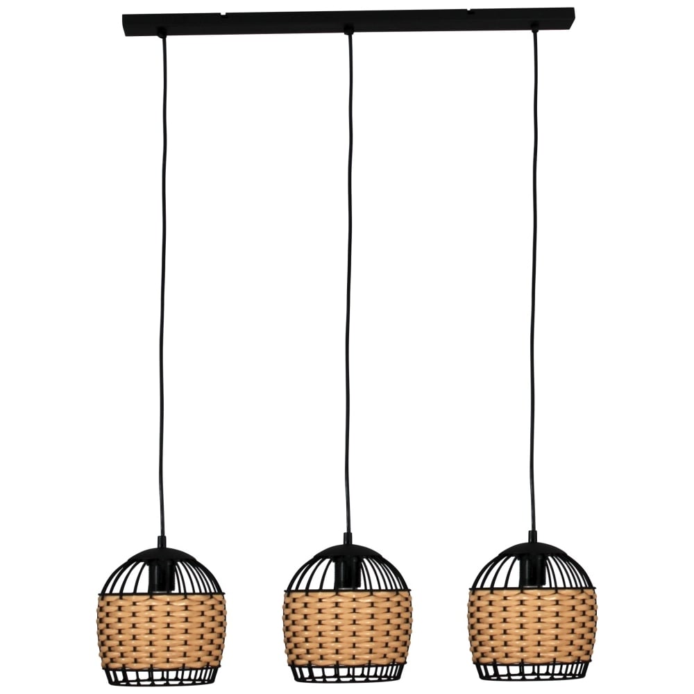 Изображение товара Подвесной светильник ЭЛЕТЕХ Кантри 231 черн.муар с ротанговым плафоном