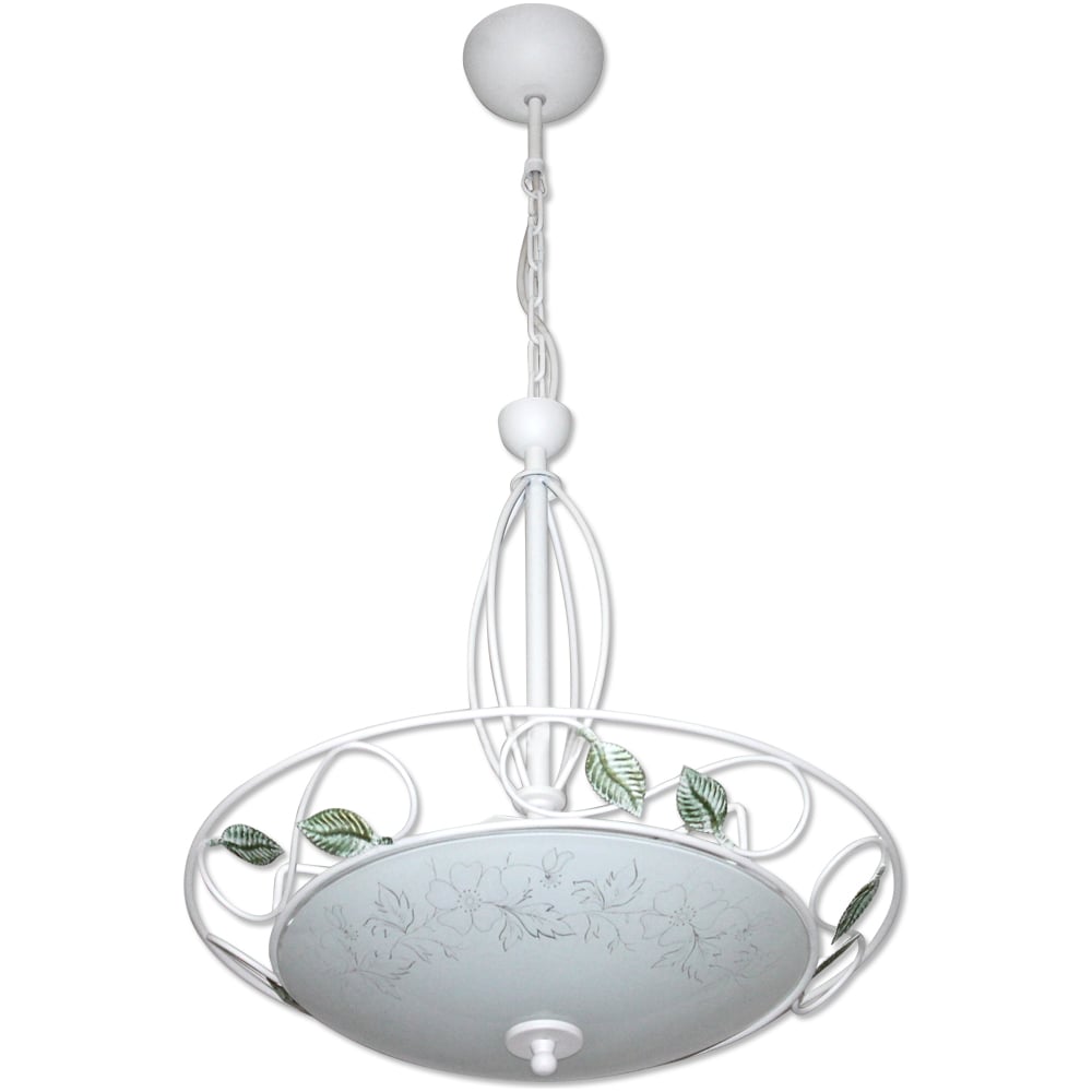 Изображение товара Светильник подвесной ЭЛЕТЕХ Лара 300 НСБ 01-2x60-119 глянцевый белый /корпус Флора 1005251592