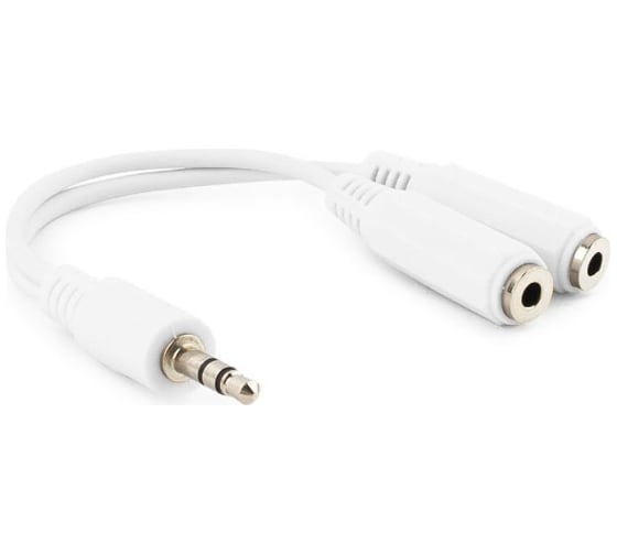 Изображение товара Кабель-разветвитель аудио Cablexpert Jack 3.5(M) 3pin/2xJack 3.5(F), 10см, белый, пакет CCA-415W