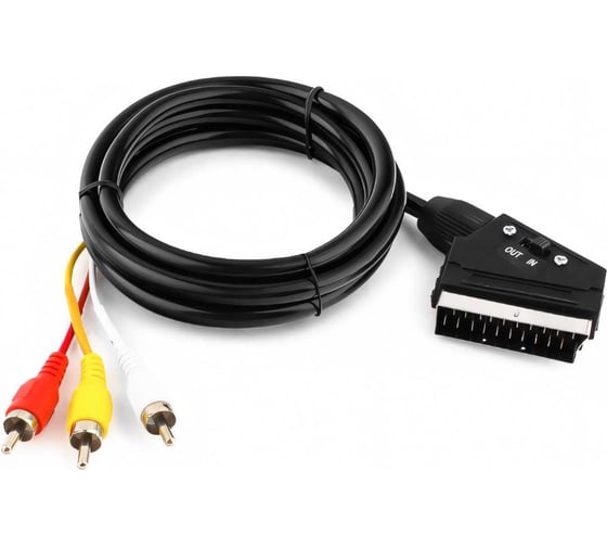 Изображение товара Кабель аудио/видео с переключателем направления сигнала Cablexpert SCART/3xRCA, 1.8м CCV-519-001