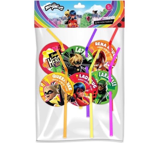 Изображение товара Набор трубочек для коктейля ND Play Леди Баг и Супер Кот 6 шт., гайд 2020 294354