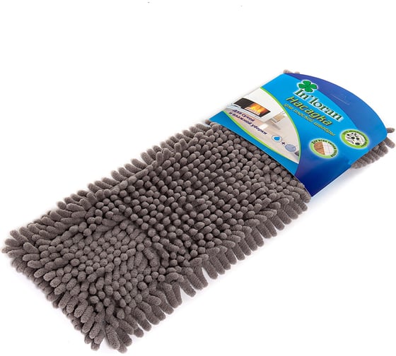 Изображение товара Насадка для плоской швабры In'Loran лапша, шенилл, серая, 42,5x13x1см BN-L508GR