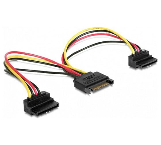 Изображение товара Кабель питания SATA Cablexpert 15pin /2x15pin на 2 SATA устройства, 15см, угловые разъемы CC-SATAM2F-02