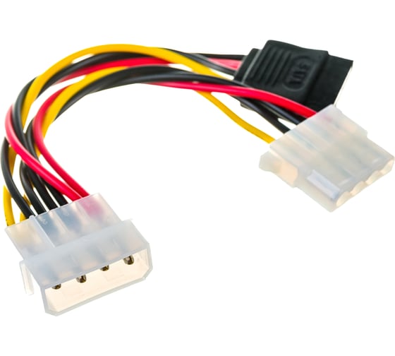 Изображение товара Кабель питания SATA Cablexpert molex 4pin/molex4pin+sata 15pin, 15см, на 2 устройства CC-SATA-PSY2