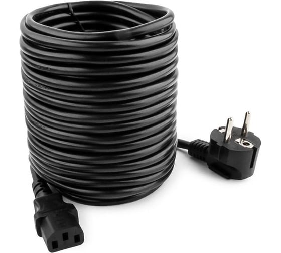 Изображение товара Кабель питания Cablexpert Schuko-C13, VDE, 3х0.75мм2, 10А, с заземлением, 10м, черный, пакет PC-186-VDE-10M
