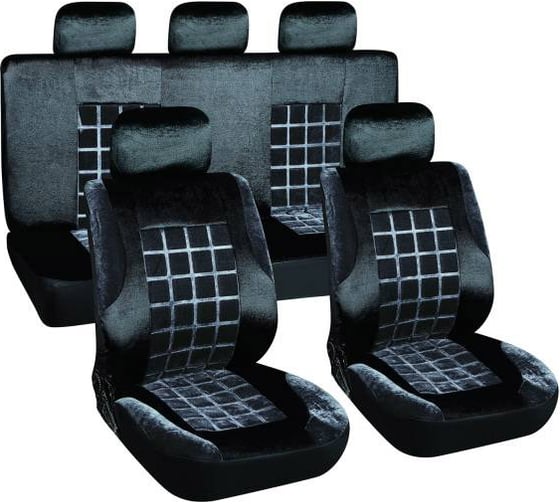 Изображение товара Чехлы сиденья SKYWAY Velvet-1 велюр 9 предм. черно/серый S01301153