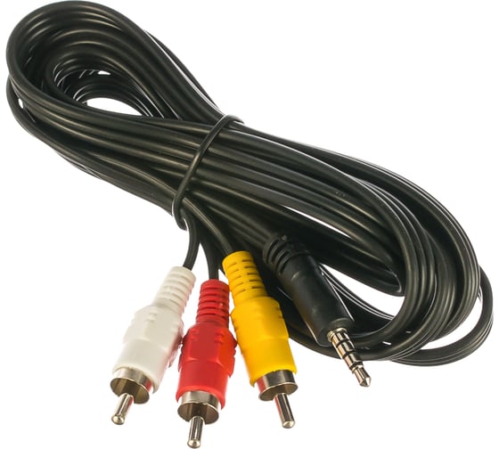 Изображение товара Кабель аудио/видео Cablexpert Jack 3.5(M) 4pin/3xRCA, 2м, черный, пакет CCA-4P2R-2M