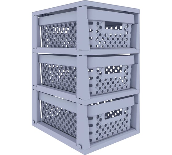 Изображение товара Стеллаж Архимед UNIQUM 3 секции, с корзиной, серый Р6021СЕР