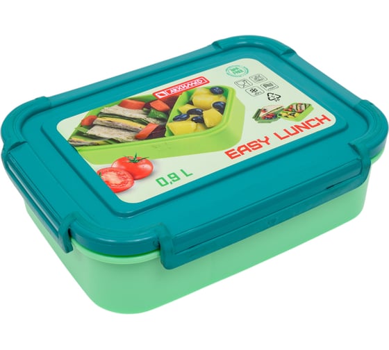 Изображение товара Герметичный ланч-бокс Архимед 0.9 л, секционный, бирюзовый Р2215БИР