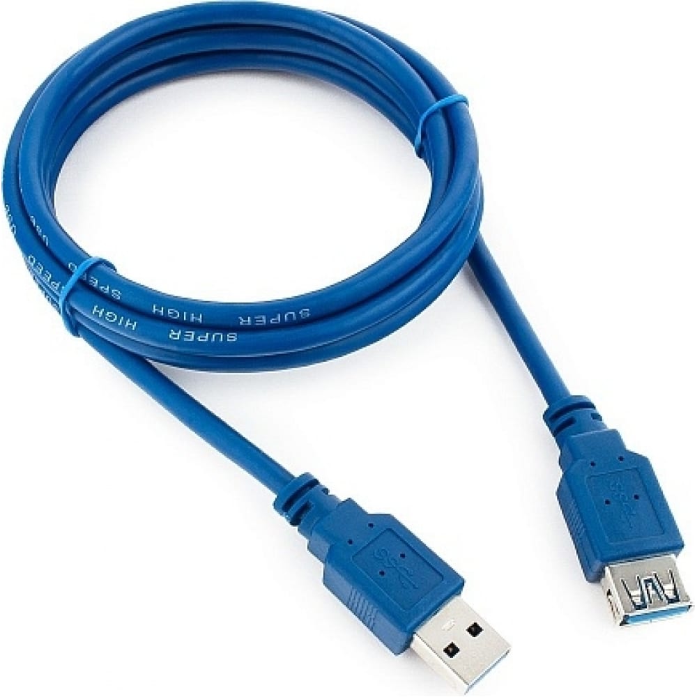 фото Удлинитель usb3.0 cablexpert pro, am/af, кабель 1.8м, экранированный, синий, пакет, ccp-usb3-amaf-6