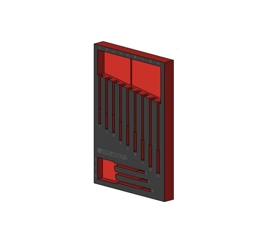 Изображение товара Пустой ложемент для набора комбинированных ключей с трещоткой и шарниром IZELTAS EVA, красно-черный, на 12 предметов, 230x335 2955905412