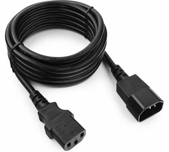 Изображение товара Кабель питания Cablexpert, системный блок-монитор, 3м, C13-C14, 3x1кв.мм, черный, PC-189-1-3M