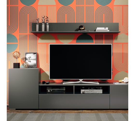 Изображение товара Тумба под ТВ ТриЯ Сильвия НМ для общей комнаты графит серый 254171