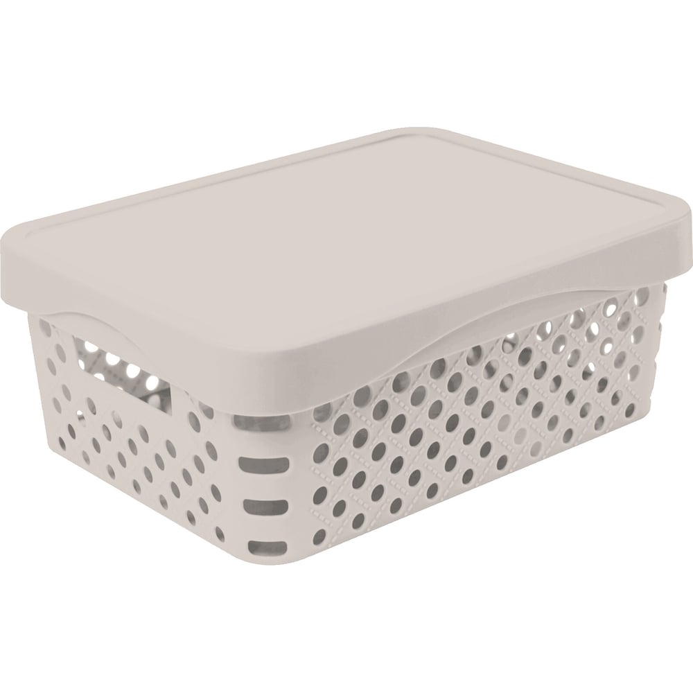 Изображение товара Корзина Архимед Eternity с крышкой 11 л, с ручками, кремовая Р1218кр