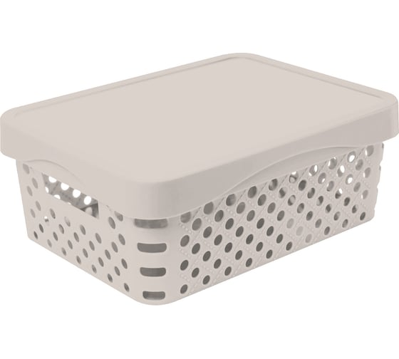 Изображение товара Корзина Архимед Eternity с крышкой 11 л, с ручками, кремовая Р1218кр