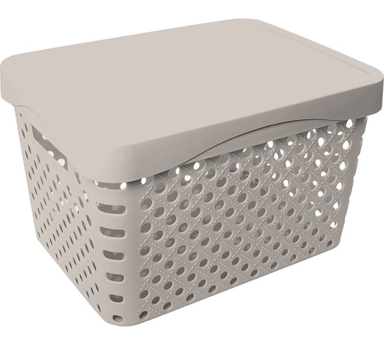 Изображение товара Корзина Архимед Eternity с крышкой 17 л, с ручками, кремовая Р1219КРЕМ