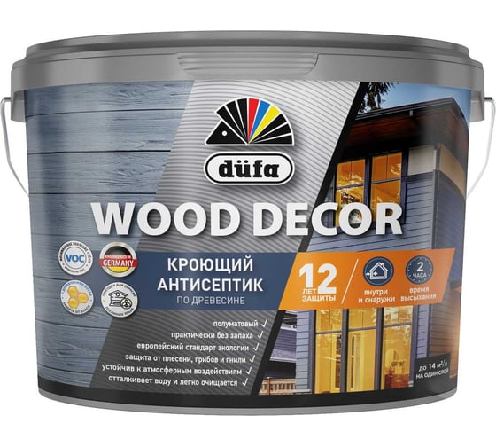 Изображение товара Антисептик Dufa WOOD DECOR белый 9л МП00-009302