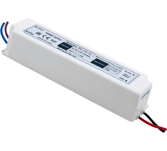 Изображение товара Блок питания для ленты SWG LV-75-12 IP 67, пластик, 75 W, 12V 00000000103