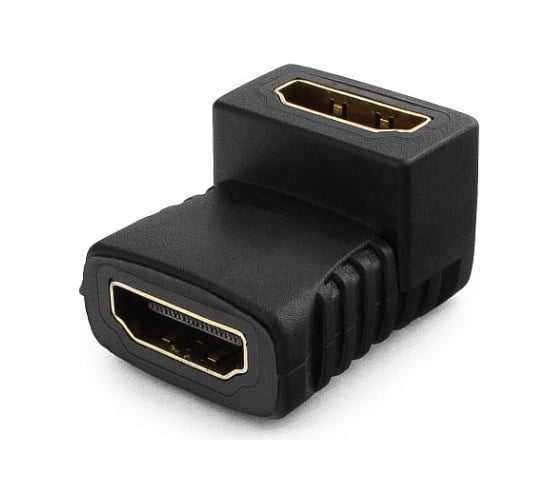 Изображение товара Угловой переходник Cablexpert HDMI-HDMI, 19F/19F, золотые разъемы, пакет/блистер A-HDMI-FFL