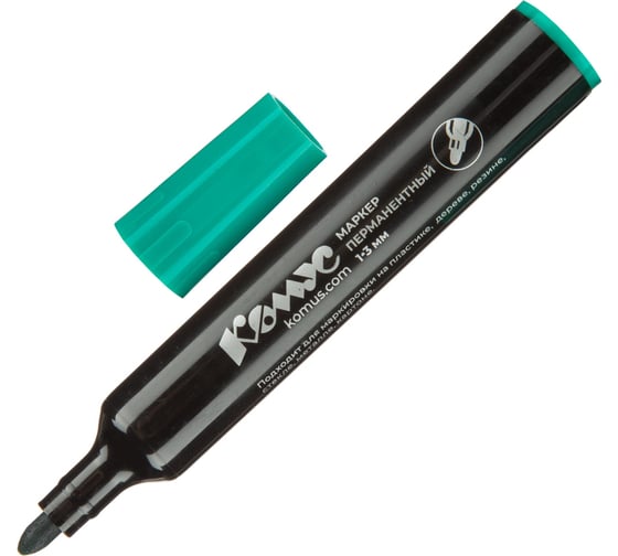Изображение товара Перманентный маркер Комус зеленый, 1-3 мм, круглый наконечник 1660253