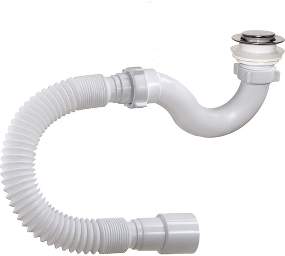 Изображение товара Сифон для душевого поддона ORIO 1 1/2"x40, "S" тип, клик-клак (пластиковый), с гибкой трубой 40-40/50 АР-20589
