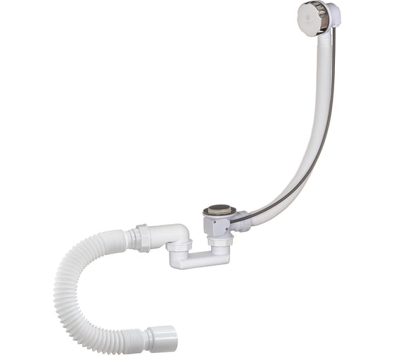 Изображение товара Сифон для ванны ORIO полуавтомат, 1 1/2"x40, плоский, с гибкой трубой 40-50 АН-28089