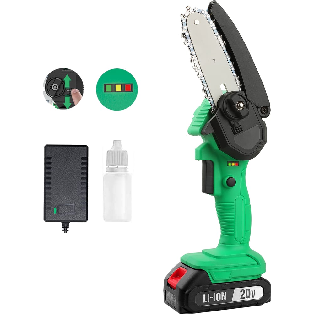 Изображение товара Аккумуляторная цепная пила Zitrek GreenSaw 20 В 2 Ач с зарядным устройством