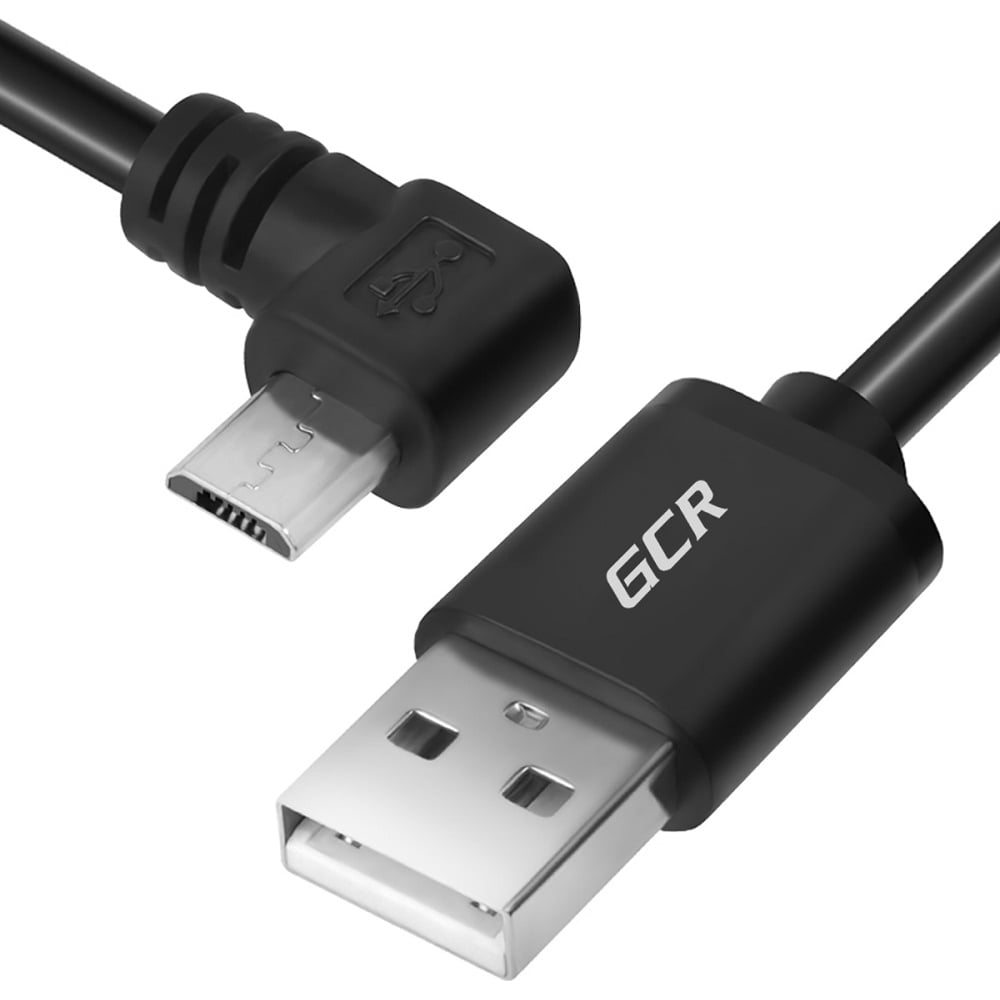 фото Угловой кабель gcr для зарядки телефона, microusb, 1.0m, черный vivuai8amcb6-bb2s-1.0m