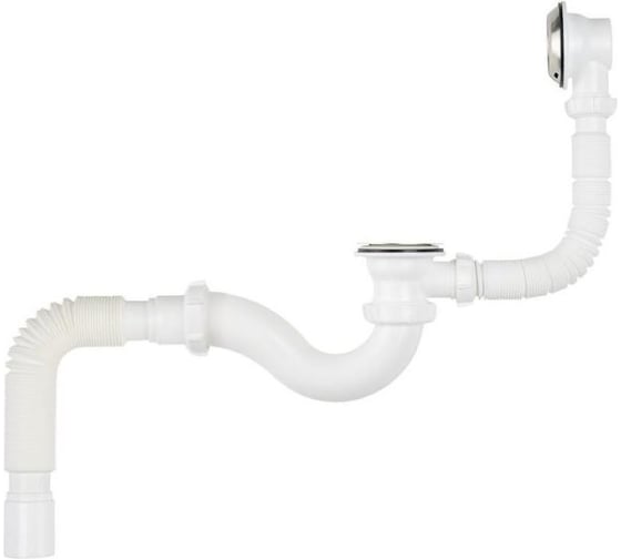 Изображение товара Сифон для ванны Aquant 1 1/2"х40 с выпуском и переливом с мет.реш. с г.т. 40x40/50  V155-14-MR