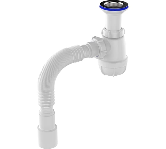 Изображение товара Сифон для кухни Aquant 1 1/2"х40 с удлинённой горловиной с мет.реш. c г.т. 40x40/50  B0515-17-MR