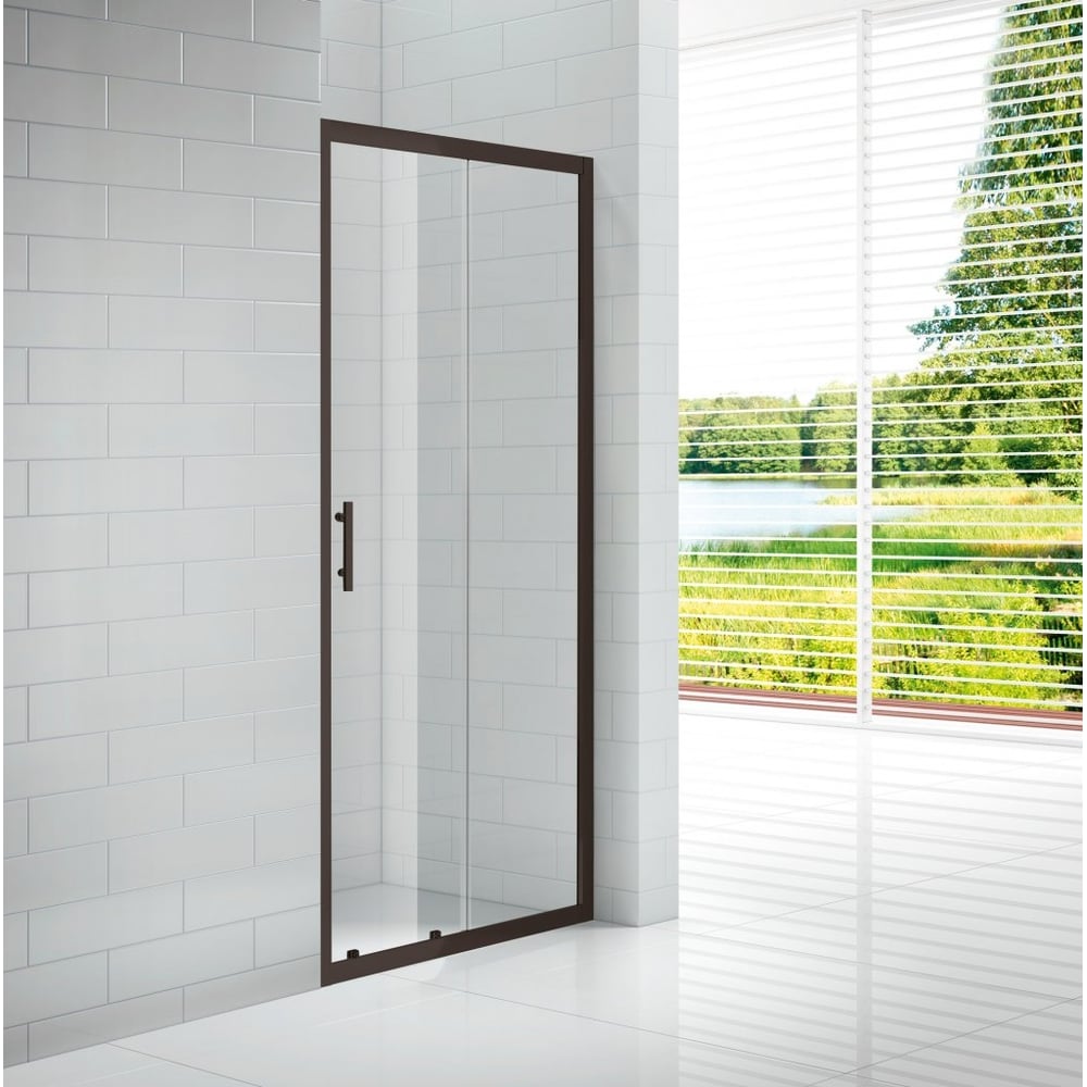 Изображение товара Душевая дверь Cezares ECO-O-BF-1-120-C-NERO однокаскадная, прозрачное стекло